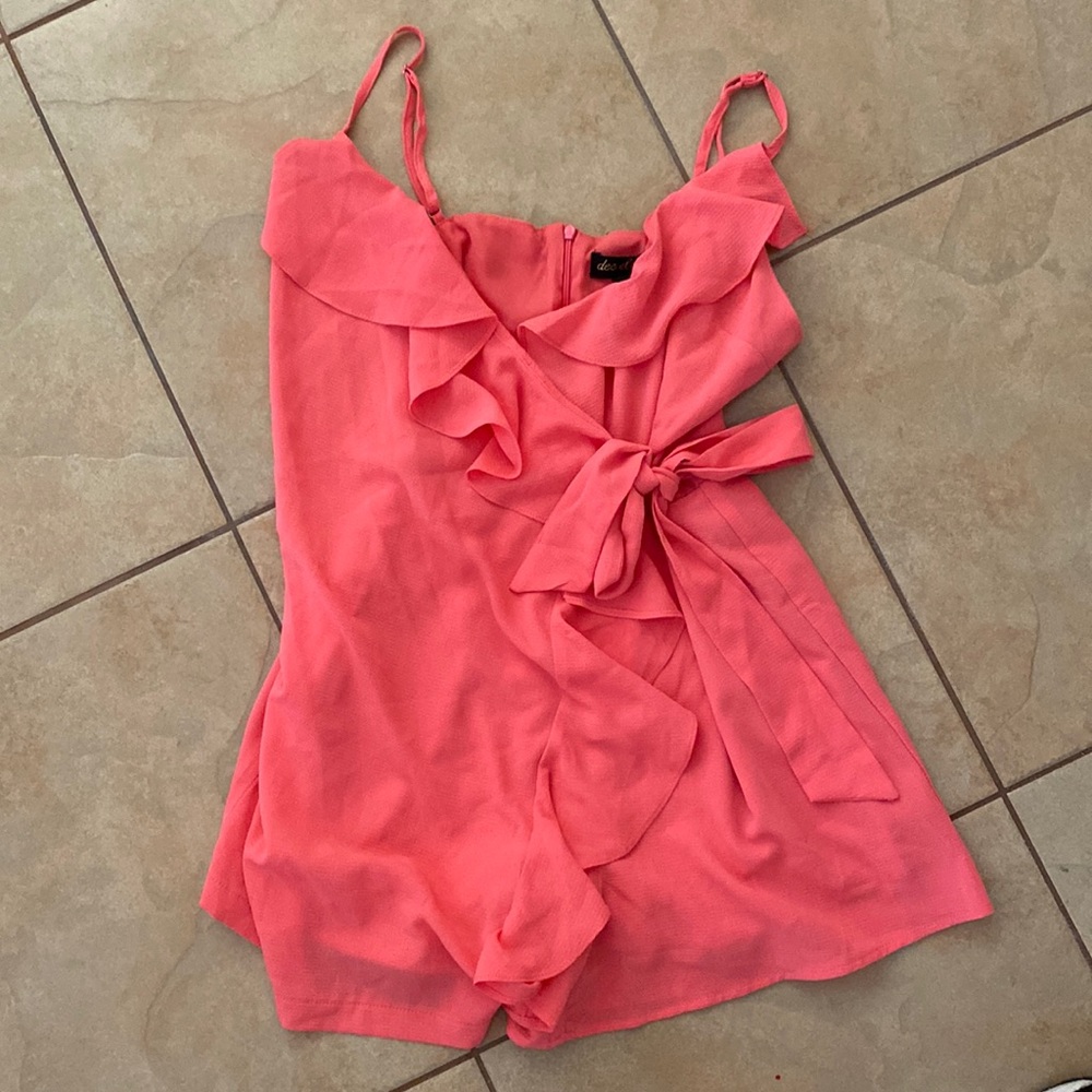 Shop Hope’s Coral Tie-Front Romper - Small